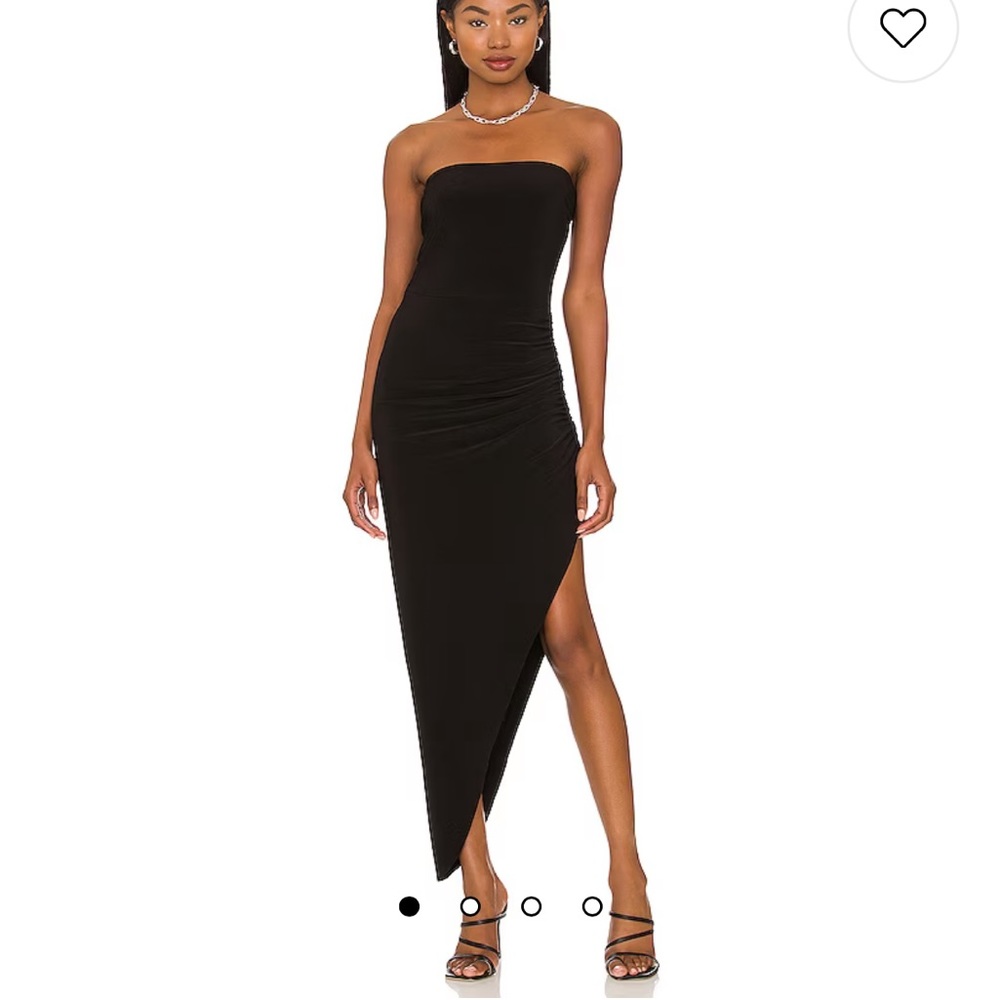 Norma Kamali Strapless Side Drape Gown in black